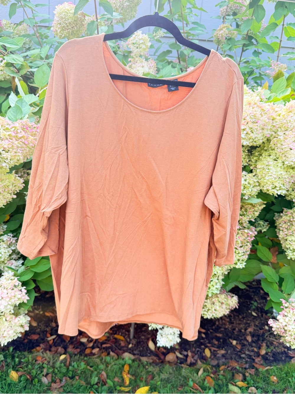 Tahari Oversized Scoop Neck Tunic - Rust Orange